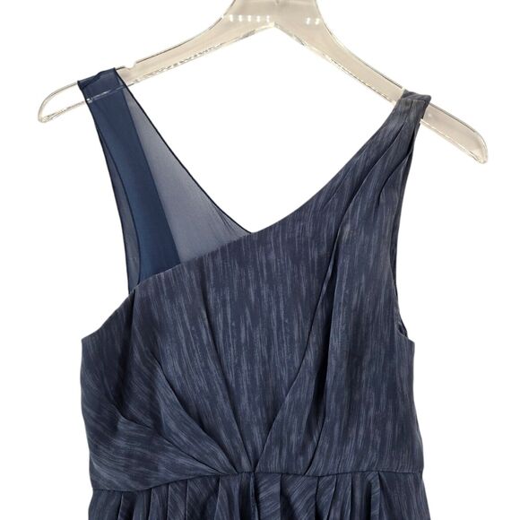 Alice + Olivia Silk Mini Dress Womens 6 Blue Asymmetric Draped Sleeveless Tulip - Picture 2 of 8